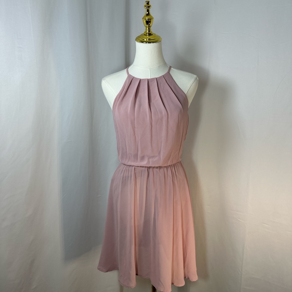 Lush Pink Pleated Backless Sundress
